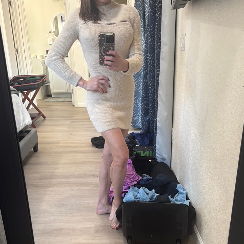 Cream Long Sleeve Dress